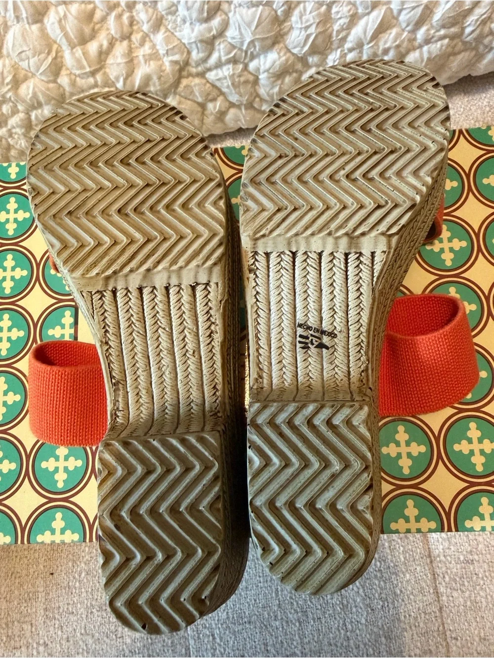 CHARLESTON SHOE CO. Box with Teal and Brown Logo Pattern